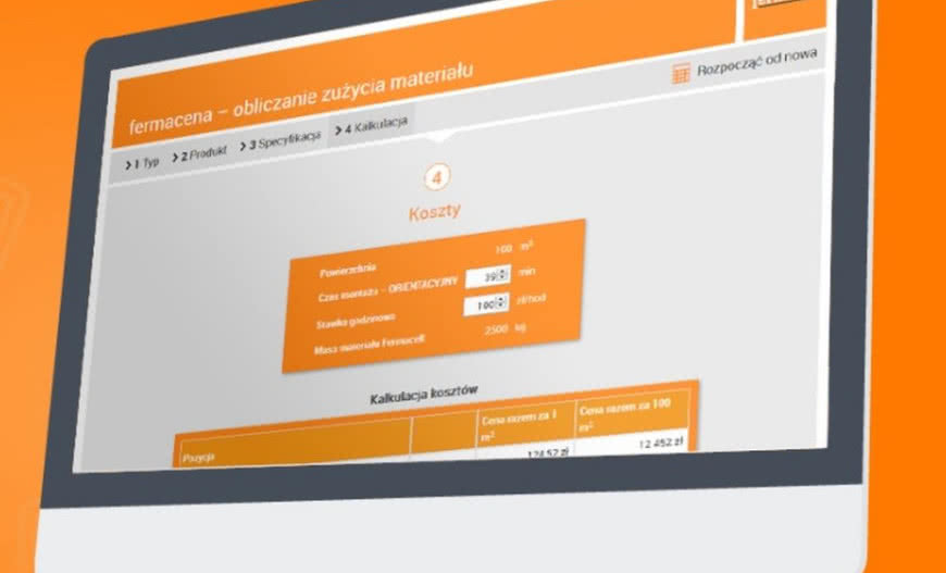 Obliczanie zużycia materiału z programem Fermacena